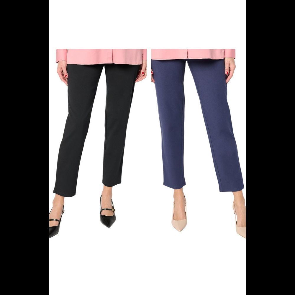 Women with Control Women's 2pk 86/14 Slim Leg Pant Navy/Black - Regular